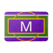 Monogram Geometrisch Helder Paars Geel Oranje Badmat (Voorkant)