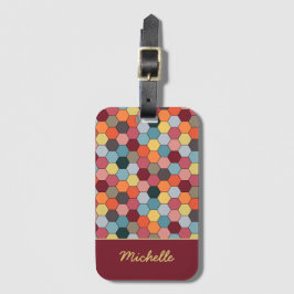 Monogram Geometrisch Hexagon Patroonpatroon Bagage Bagagelabel