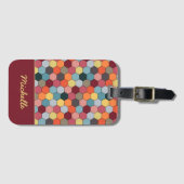Monogram Geometrisch Hexagon Patroonpatroon Bagage Bagagelabel (Voorkant (horizontaal))