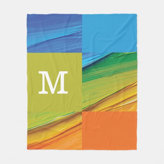 Monogram geometrisch kleurrijk ontwerp fleece deken (Voorkant)