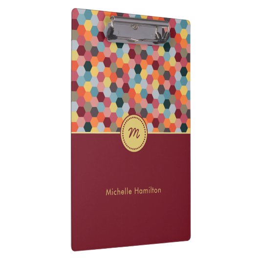 Monogram Geometrisch Matig Hexagon Klembord (Rechts)