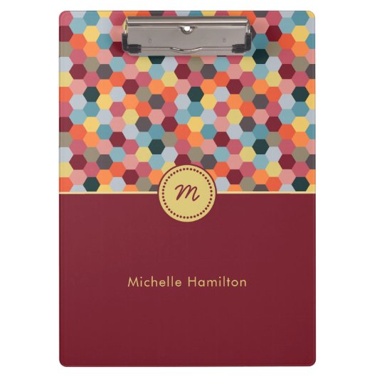 Monogram Geometrisch Matig Hexagon Klembord (Voorkant)