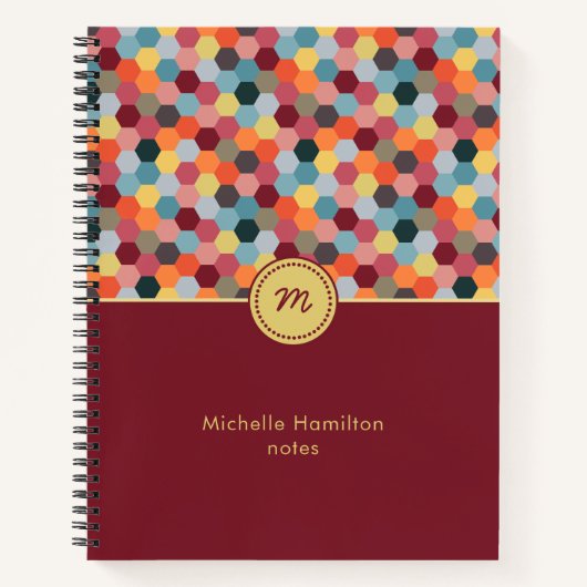 Monogram Geometrisch Matig Hexagon Spiral Notitieb Notitieboek (Voorkant)