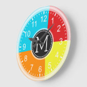 Monogram Geometrisch Modern Retro Colorful #3 Grote Klok (Hoek)