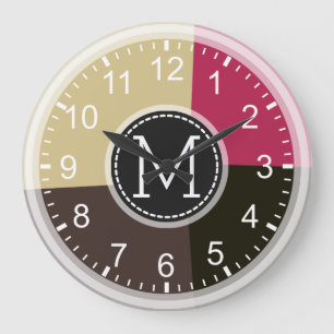 Monogram Geometrisch Modern Retro Colorful Grote Klok