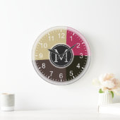 Monogram Geometrisch Modern Retro Colorful Grote Klok (Huis)