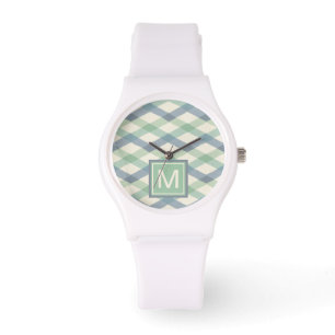 Monogram   Geometrisch pasteipatroon Horloge