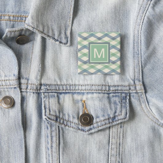 Monogram | Geometrisch pasteipatroon Vierkante Button 5,1 Cm (In situ)