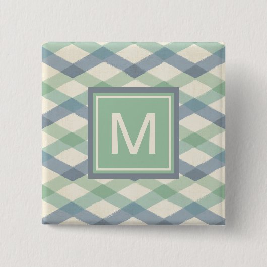 Monogram | Geometrisch pasteipatroon Vierkante Button 5,1 Cm (Voorkant)