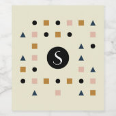 Monogram geometrisch patroon Gestalten Wijn Etiket (Enkel label)