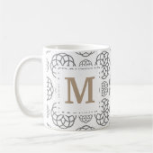 Monogram Geometrisch Patroon grijs Goud Aangepast Koffiemok (Links)