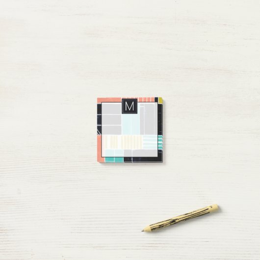 Monogram | Geometrische blokken Post-it® Notes (Op bureau)