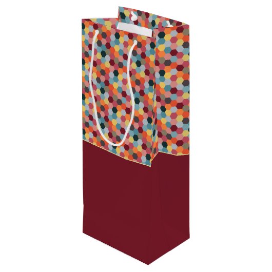 Monogram Geometrische Bourgogne Hexagon Wine Gift  Wijn Cadeautas (Achterkant Gekanteld)