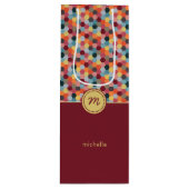 Monogram Geometrische Bourgogne Hexagon Wine Gift Wijn Cadeautas (Voorkant)