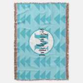 Monogram Geometrische driehoek Aqua Patroon Deken (Voorkant Verticaal)