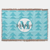 Monogram Geometrische driehoek Aqua Patroon Deken (Voorkant)