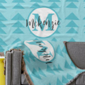 Monogram Geometrische driehoek Aqua Patroon Deken