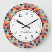 Monogram Geometrische Hexagon Patroonvergrendeling Grote Klok (Voorkant)