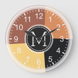 Monogram Geometrische moderne retrokleurrijke #5 Grote Klok