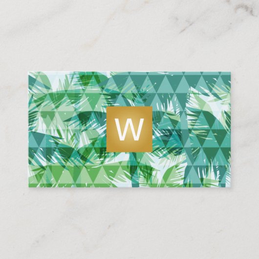 Monogram | Geometrische palmbomen Visitekaartje (Voorkant)