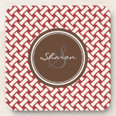 Monogram geometrische patronen van grafische rode bier onderzetter (Voorkant)