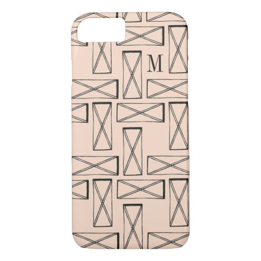 Monogram | Geometrische rechthoek X Ontwerp Case-Mate iPhone Case (Achterkant)
