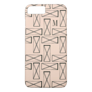 Monogram   Geometrische rechthoek X Ontwerp iPhone 8/7 Plus Hoesje