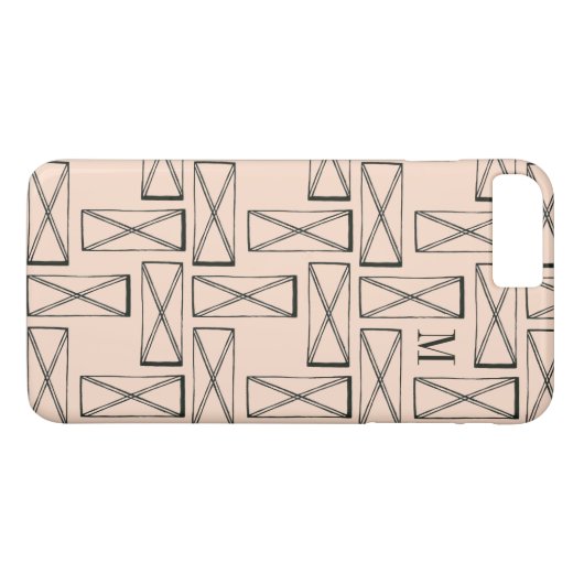 Monogram | Geometrische rechthoek X Ontwerp Case-Mate iPhone Case (Achterkant (Horizontaal))