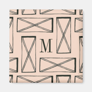 Monogram   Geometrische rechthoek X Ontwerp Magneet