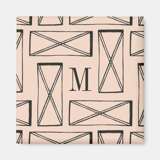 Monogram | Geometrische rechthoek X Ontwerp Magneet (Voorkant)