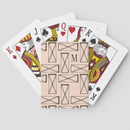 Monogram | Geometrische rechthoek X Ontwerp Pokerkaarten (Achterkant)