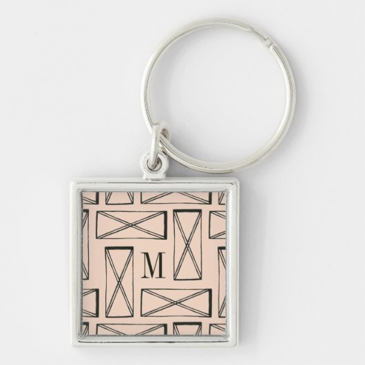 Monogram | Geometrische rechthoek X Ontwerp Sleutelhanger (Voorkant)
