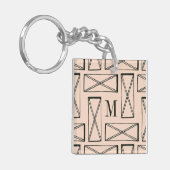 Monogram | Geometrische rechthoek X Ontwerp Sleutelhanger (Voorkant Links)