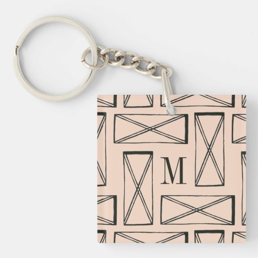 Monogram | Geometrische rechthoek X Ontwerp Sleutelhanger (Voorkant)