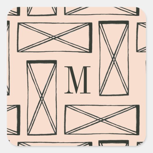 Monogram | Geometrische rechthoek X Ontwerp Vierkante Sticker (Voorkant)
