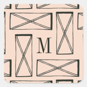 Monogram Geometrische rechthoek X Ontwerp Vierkante Sticker