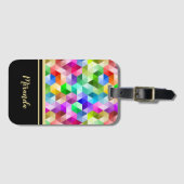 Monogram Geometrische regenboogzwarte Bagagelabel (Voorkant (horizontaal))
