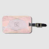 Monogram Geometrische rendy Roos Gold Pink Silver Bagagelabel (Voorkant (horizontaal))