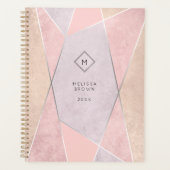Monogram Geometrische rendy Roos Gold Pink Silver Planner (Voorkant)