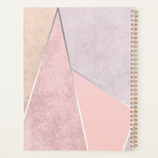 Monogram Geometrische rendy Roos Gold Pink Silver Planner (Achterkant)