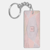 Monogram Geometrische rendy Roos Gold Pink Silver Sleutelhanger (Voorkant Links)