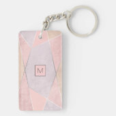 Monogram Geometrische rendy Roos Gold Pink Silver Sleutelhanger (achterkant)