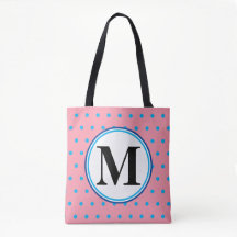 Monogram Geometrische roze blauwe pokadots