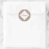 Monogram Geometrische Warm Neutrals Diamond Zigzag Ronde Sticker (Tas)