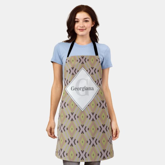 Monogram Geometrische Warm Neutrals Diamond Zigzag Schort (Gedragen)