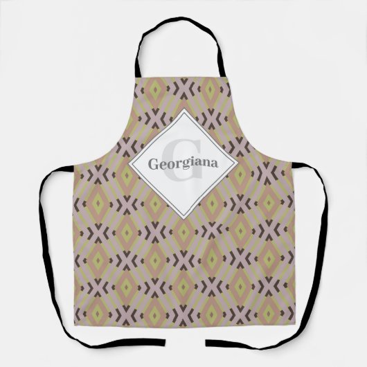 Monogram Geometrische Warm Neutrals Diamond Zigzag Schort (Voorkant)