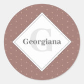 Monogram Geometrische Warm Neutrals Polka Dot Flow Ronde Sticker (Voorkant)