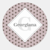 Monogram Geometrische Warm Neutrals Polka Dot Flow Ronde Sticker (Voorkant)