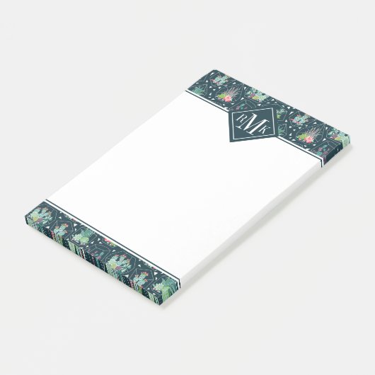 Monogram | Geometrische zusterpatronen Post-it® Notes (Schuin)