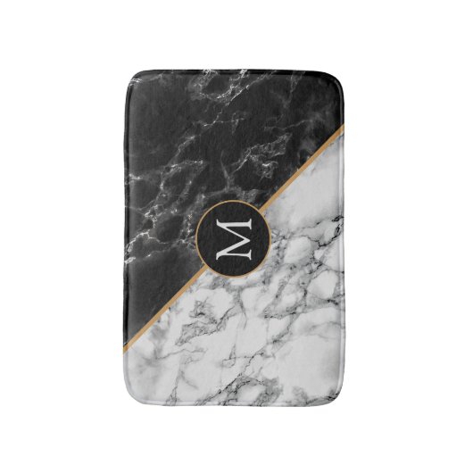 Monogram Gepersonaliseerd Badmat Marmeren Ontwerp (Voorkant Verticaal)